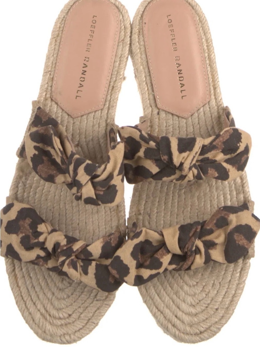 Loeffler Randall Leopard Print Bow Espadrille Slides - Tan & Brown - Picture 4 of 6